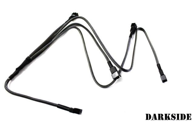3-pin QUAD Radiator Standard Fan Power Y-cable Splitter - Graphite Metallic