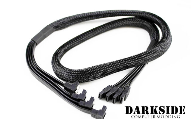 Quad XL 4-way SATA 2.0/3.0 Data Cable - Jet Black