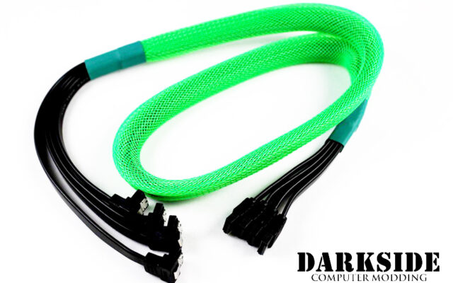 Quad XL 4-way SATA 2.0/3.0 Data Cable - Green UV