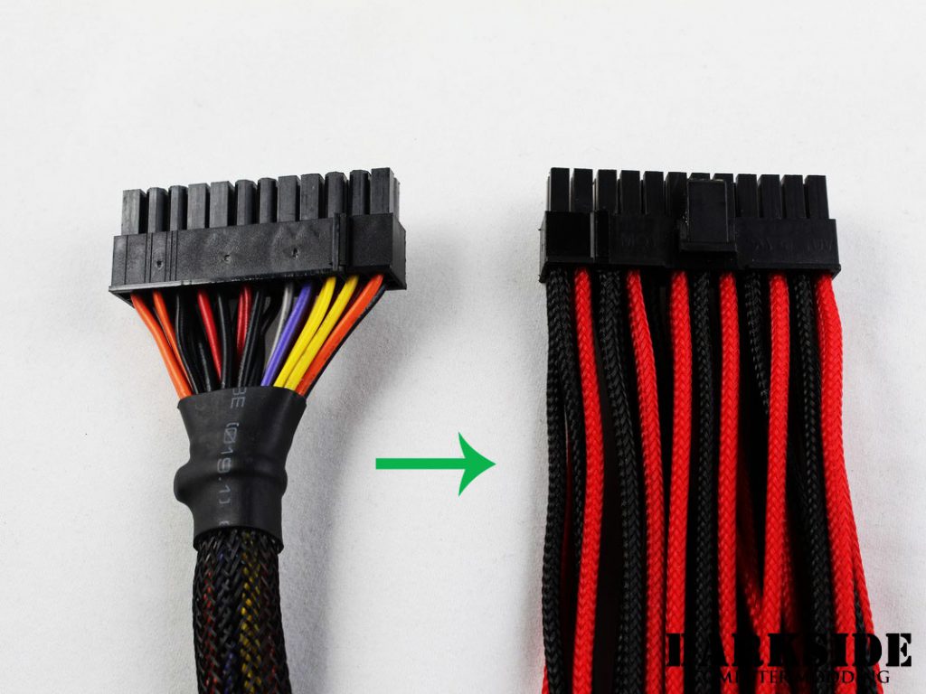 12' (30cm) Female-Female Pre-Sleeved ATX and  PCI-E Wire - Gold - Image 4
