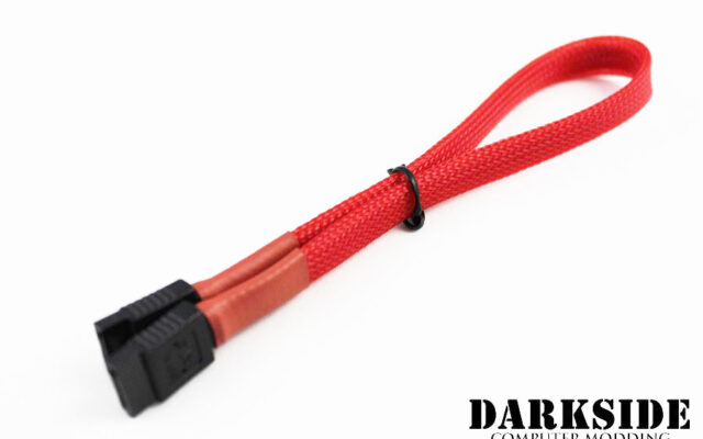 30cm (12") SATA 2.0/3.0 7P 180° to 180° cable with latch  - Red UV