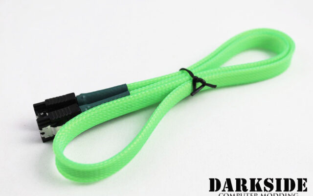 60cm (24") SATA 2.0/3.0 7P 180° to 180° cable with latch  - Green UV