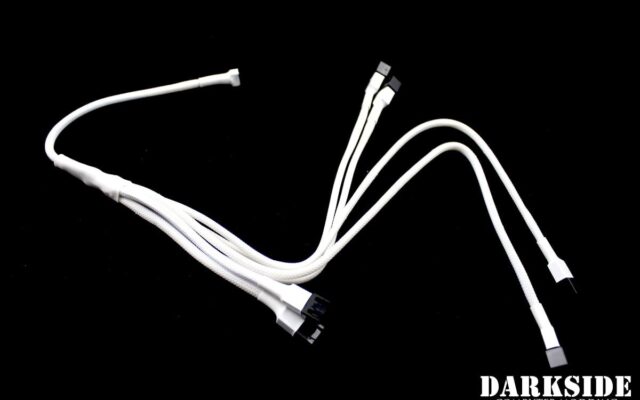 3-pin TRIPLE PUSH-PULL Radiator Fan Power Y-cable Splitter (6x fans) - White