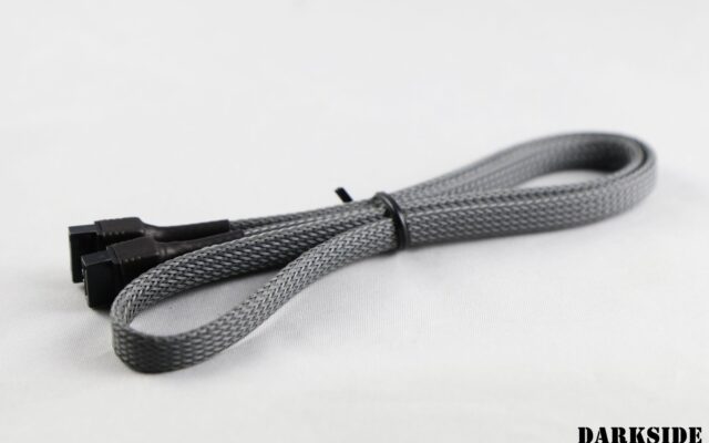 60cm (24″) SATA 2.0/3.0 7P 180° to 180° cable with latch –  Gray