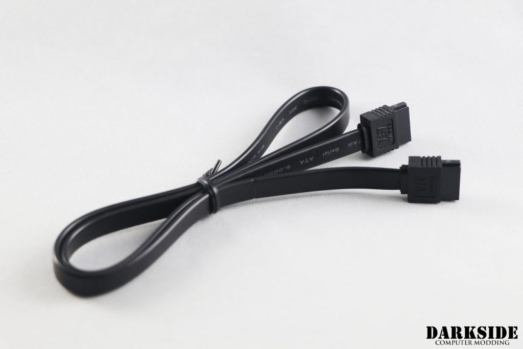 19" (50cm) SATA 6 Gbps Cable, 180° to 180° W/Latch - Black (not sleeved)
