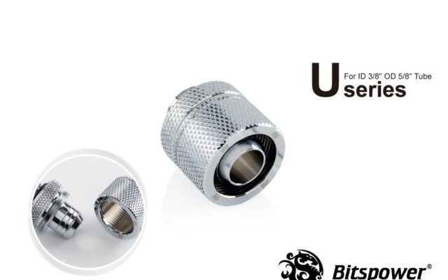 Bitspower 3/8"-5/8" Silver Shining Compression Fitting CC3 Ultimate