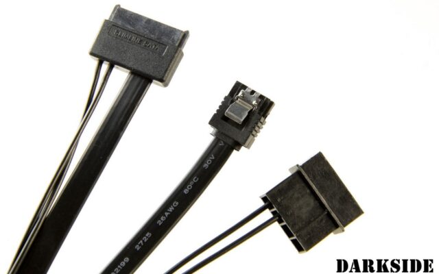 SATA Slimline 7+6pin to SATA 7pin / MOLEX 4pin Adapter Cable - Black (not sleeved)