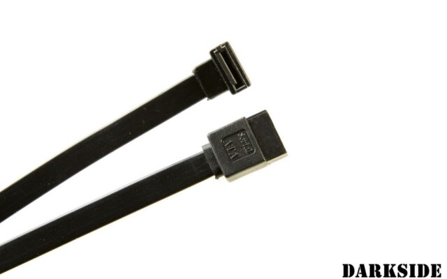 18" SATA-3 6Gbps 180° to 90° Right Angle Data Cable - Black (not sleeved)