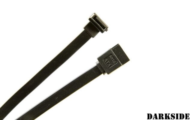 18" SATA-3 6Gbps 180° to 90° Left Angle Data Cable - Black (not sleeved)