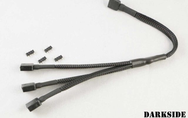 5v 3-pin D-RGB 3-Way splitter cable – Jet Black Sleeved