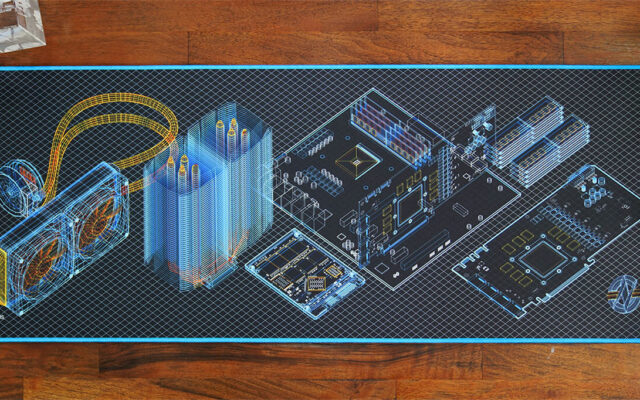GN Wireframe Mouse Mat (36" x 12") | Desk Mouse Pad PC Hardware