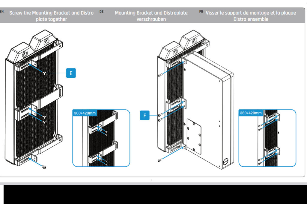 Alphacool Core 240/280mm 90° Distroplate Universal Mounting Bracket - Image 3