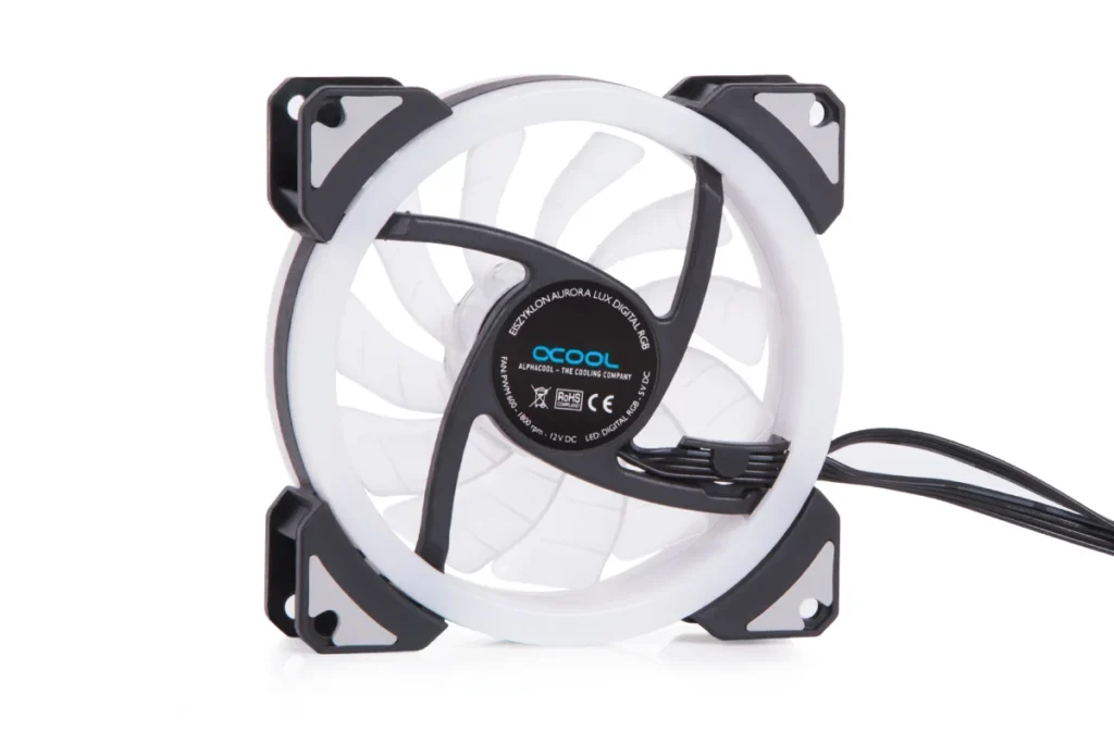 Alphacool Ice Cyclone Aurora LUX Digital RGB Fan 600-1800rpm (92x92x25mm) - Image 2